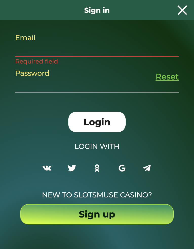 Slots Muse Casino Login
